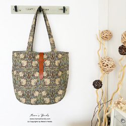 ⭐️已售出7件⭐️《威廉·莫里斯經典款》棕褐色花卉圖案皮革（中號）輕便A4手提包 第7張的照片