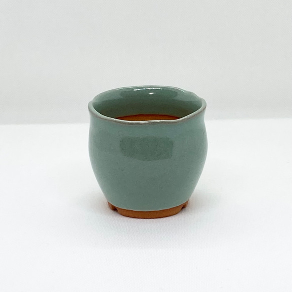 小ぶりな植木鉢　〜レトロな翠色・受け皿付き〜 6枚目の画像