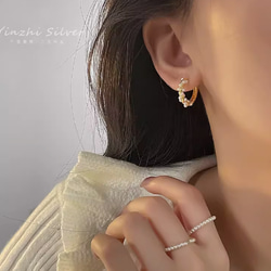 銀の耳環の女性の耳環2023新型真珠の耳留めの小さい衆のデザイン感の高級なピアスの耳飾り 4枚目の画像