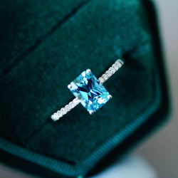 「ラディアント」リング　K18 天然アクアマリン　ダイヤモンド　幸福・富・聡明　3月誕生石　0.87ct 6枚目の画像