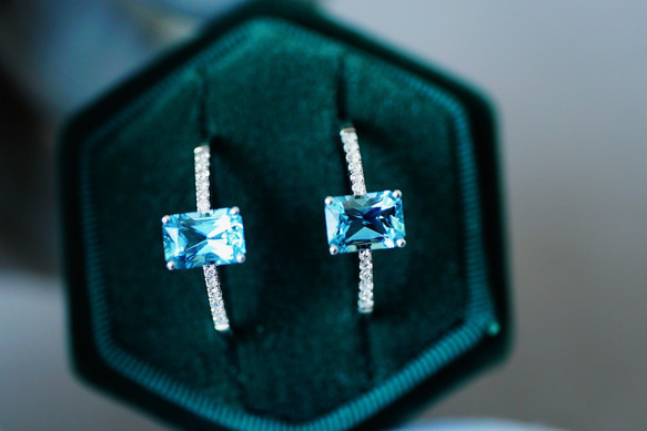 「ラディアント」リング　K18 天然アクアマリン　ダイヤモンド　幸福・富・聡明　3月誕生石　0.87ct 9枚目の画像