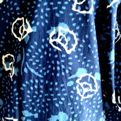 インド綿・ワンピース・チュニック丈・五分袖・花柄・インディゴブルー・送料無料 4枚目の画像