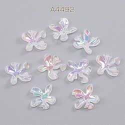 A4492  30個  アクリルパーツ フラワー 穴あり 20.5×23mm オーロラクリア  3X（10ヶ） 1枚目の画像