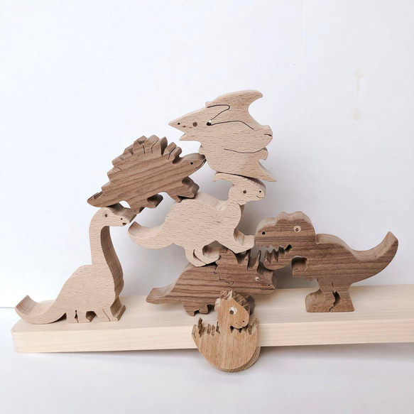 知育玩具　木製 　恐竜シーソー　グラグラゲーム　積み木　出産祝い 6枚目の画像