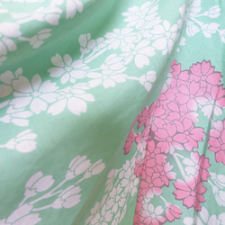 花柄カワイイ ” 浴衣ワンピース ” 膝丈 着物リメイク ワンピース ゆかた 衣装 和柄 ミントグリー 3枚目の画像