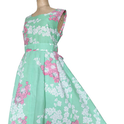 花柄カワイイ ” 浴衣ワンピース ” 膝丈 着物リメイク ワンピース ゆかた 衣装 和柄 ミントグリー 12枚目の画像