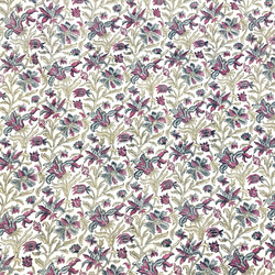 【50cm単位】ホワイトパープルピンクグレーフラワー　インド　ハンドブロックプリント生地  コットン 4枚目の画像