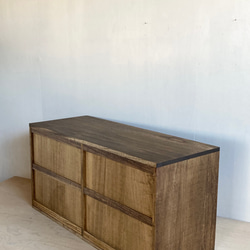テンペスト様専用　2段 棚板固定式 木製 色は黒 引き戸棚 3枚目の画像