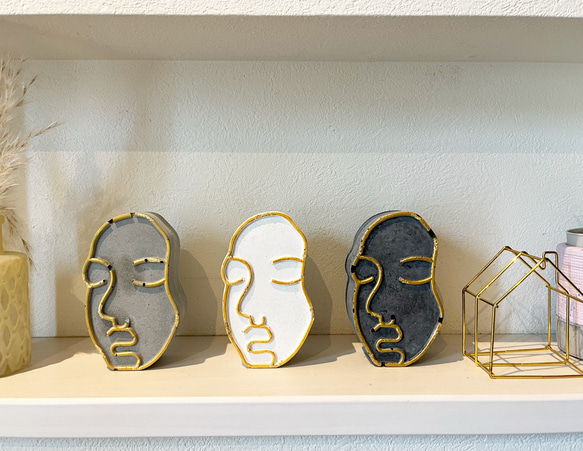 インテリア セメントオブジェ フェイス 韓国風 モノトーン 置物 雑貨