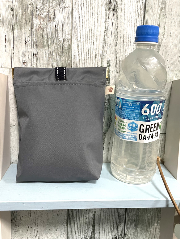 ナイロンオックス生地の消臭マナーポーチ　口大きめ　グレイ 5枚目の画像