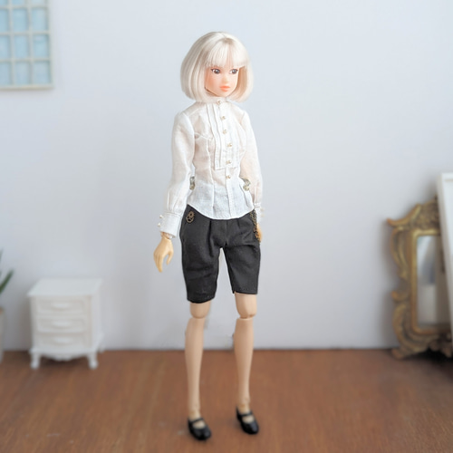 942【momokoDOLLシャツ】白のピンタックブラウス※1/6ドール服 その他