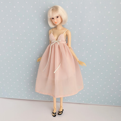 945【momokoDOLL アウトフィット】ピンクのシフォンのキャミワンピース 7枚目の画像