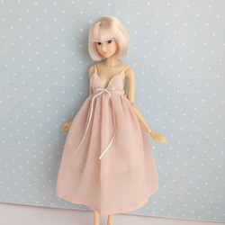 945【momokoDOLL アウトフィット】ピンクのシフォンのキャミワンピース 5枚目の画像