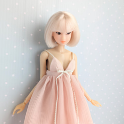 945【momokoDOLL アウトフィット】ピンクのシフォンのキャミワンピース 10枚目の画像