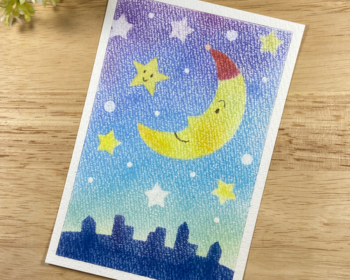 パステル画（原画）月あかり。 パステル画（原画）月あかり。