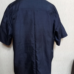 着物リメイク　ユニセックス　アロハシャツ　開襟シャツ　紬　村山大島紬　一点もの 5枚目の画像