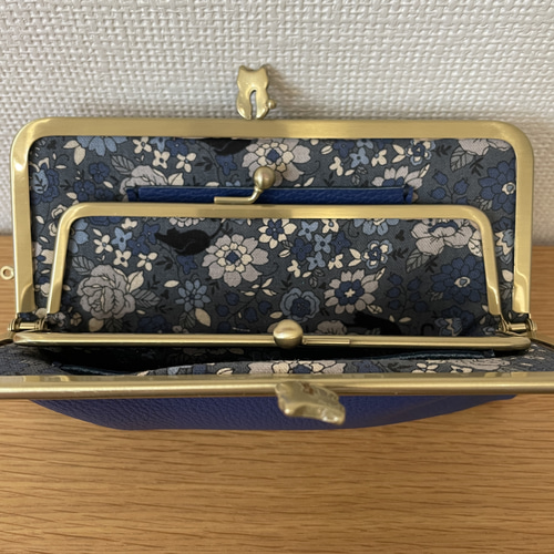ちゅんこ　ハンドメイド本革親子がま口長財布 がま口 長財布 本革 親子がま口 財布 木玉 がま口長財布 小銭