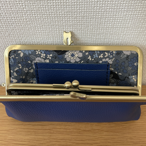 親子ニャンコでパッチンの猫口金】親子がまぐちの本革ミニマル長財布