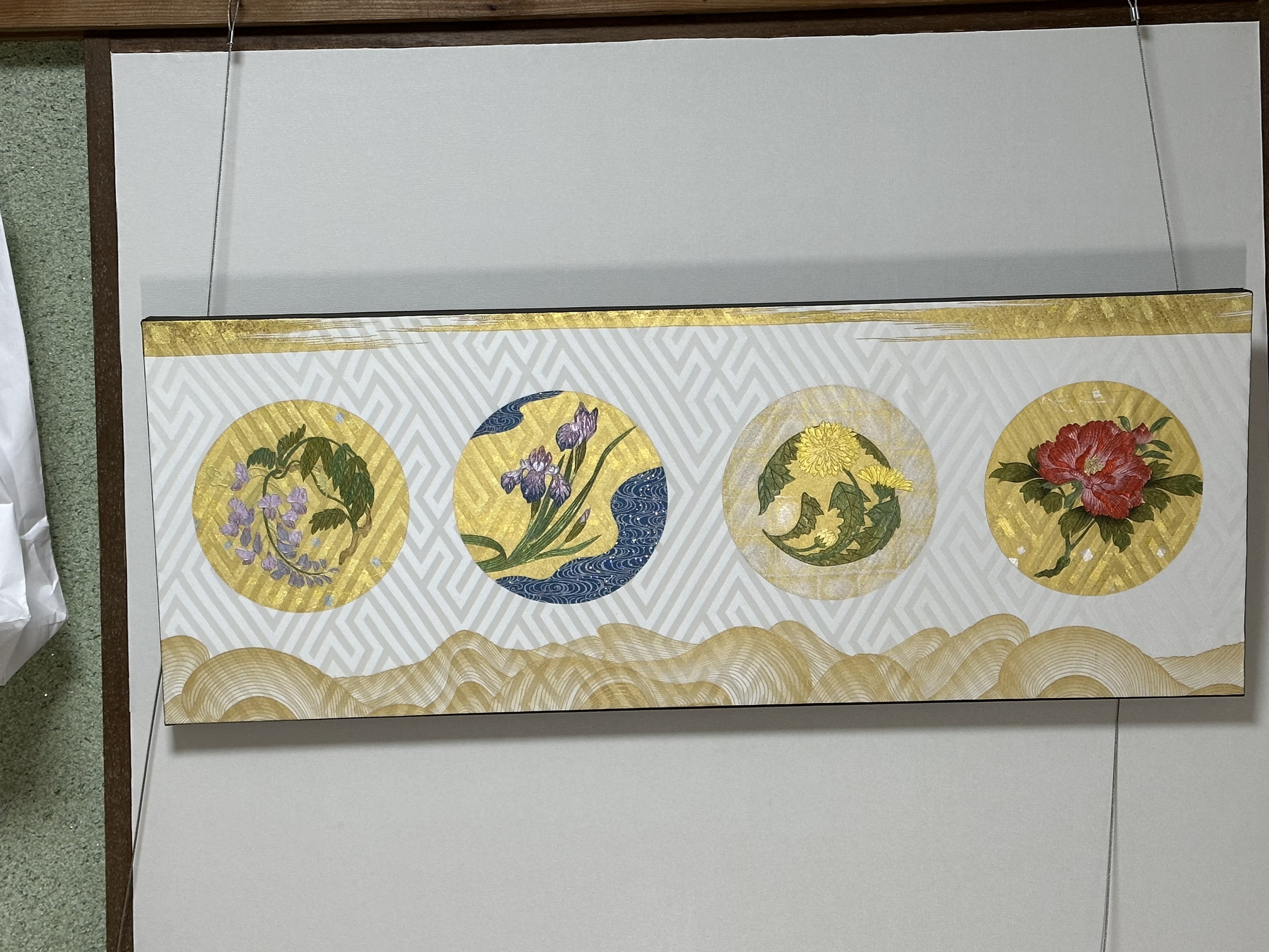 波取りに花の丸(金彩アートパネル)一品限り