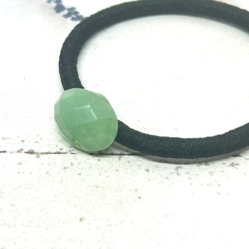 シュシュ ヘアゴム パワーストーン アベンチュリン