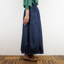 薄デニムバルーンスカート（8オンスデニム クリアネイビー）【受注生産対応】 3枚目の画像