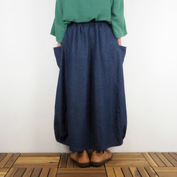 薄デニムバルーンスカート（8オンスデニム クリアネイビー）【受注生産対応】 4枚目の画像