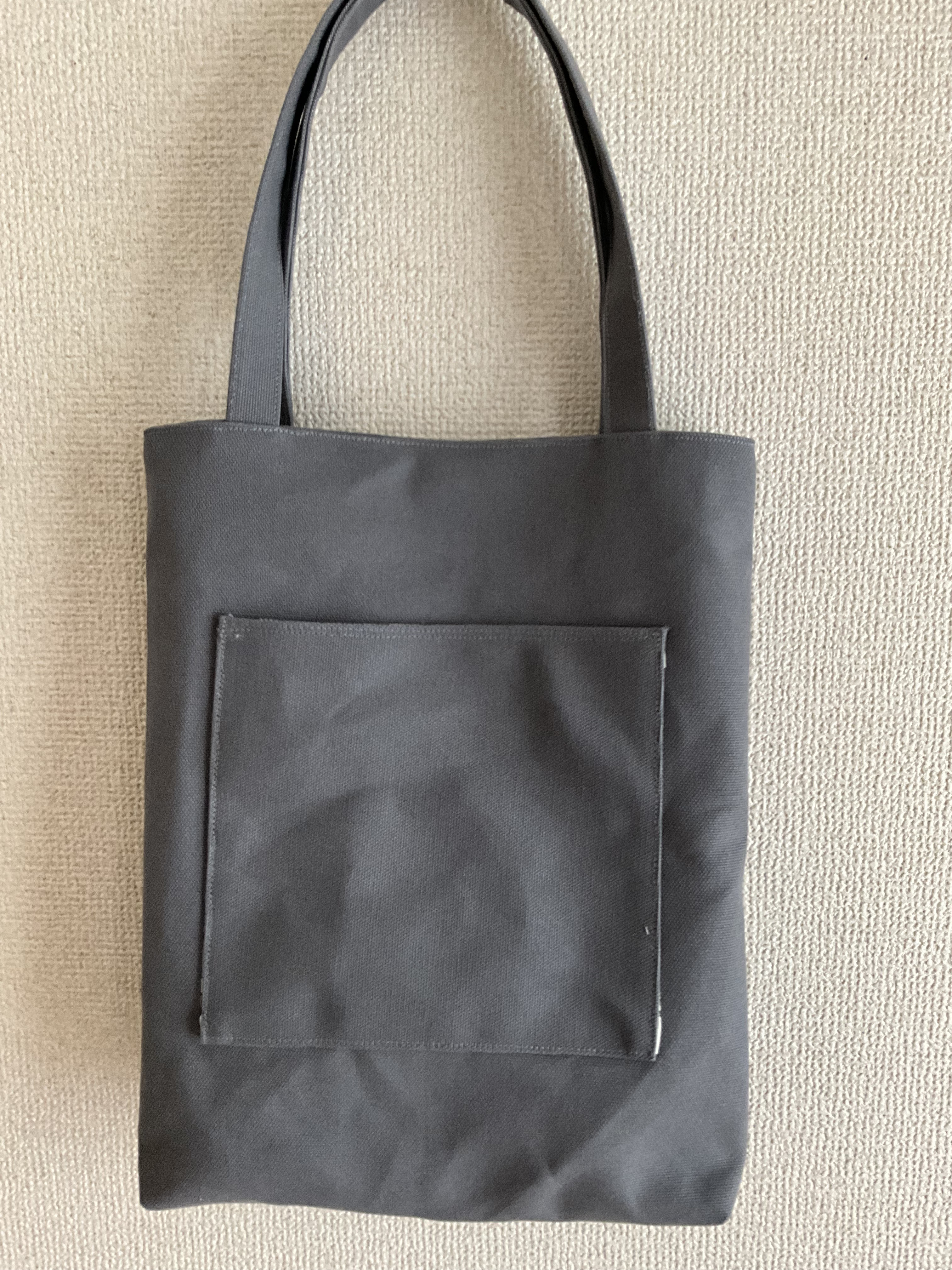 ☆ハンドメイド 8号帆布♡Lサイズ♪ベーシック♡トートバッグ♡ダークグレー♪