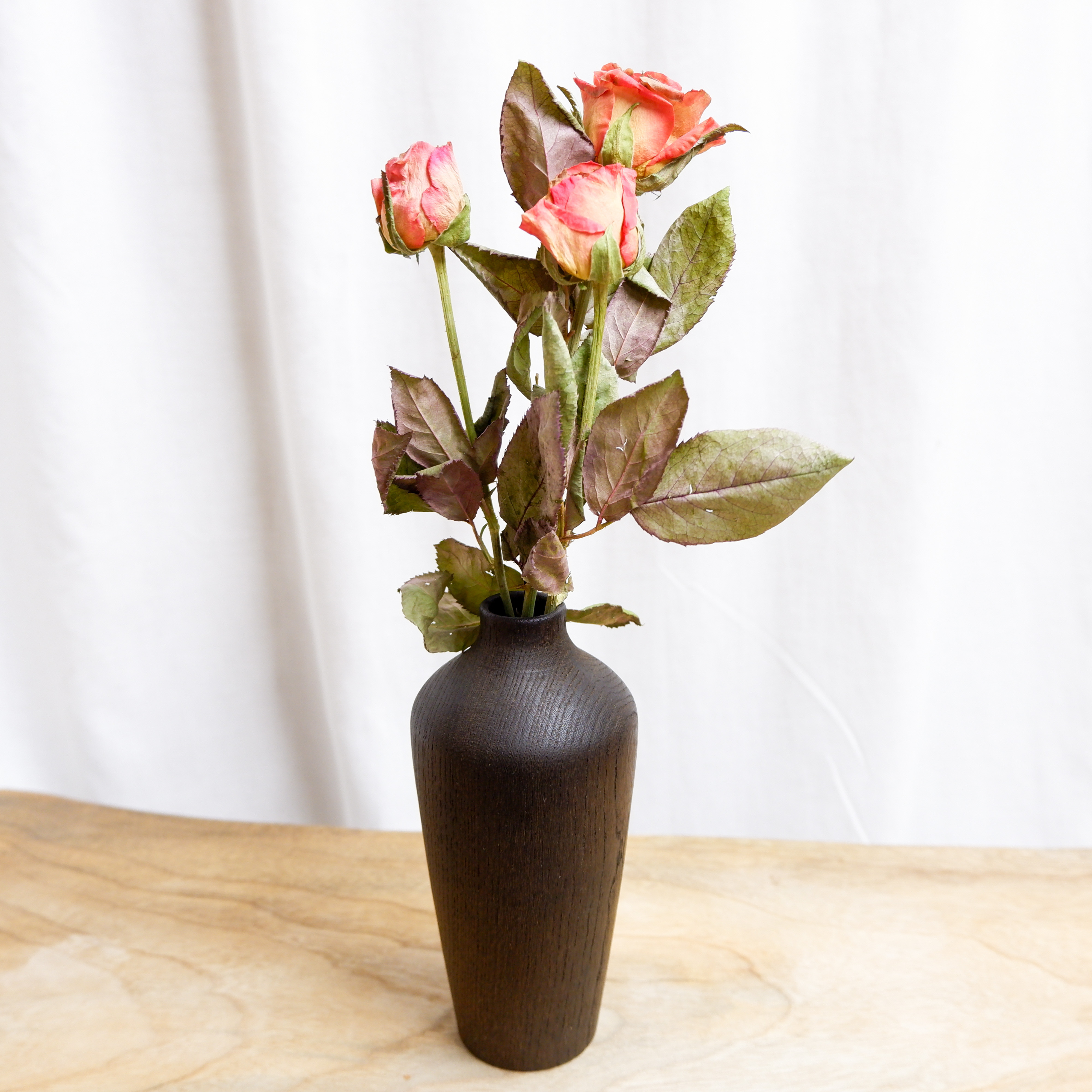 無垢の木の一輪挿し・欅３（ドライフラワー専用）花器 花瓶 ケヤキ 