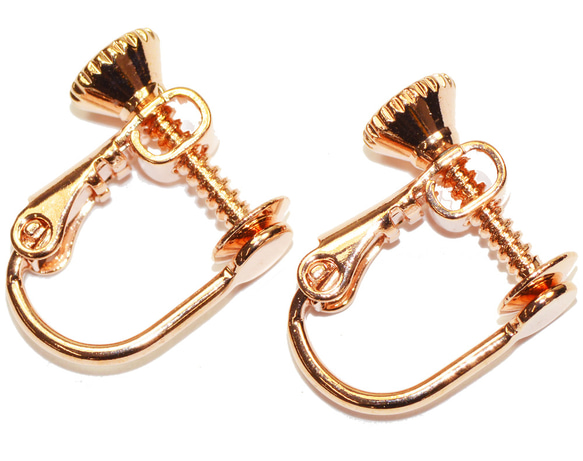 アクセサリーパーツ 金具 ３ｍｍ皿イヤリング ピンクゴールド ２ペアー入り 貼り付けタイプ 1枚目の画像