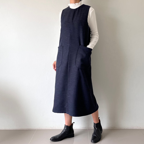 ノースリーブジャンパースカートワンピース ツイード ノースリーブ