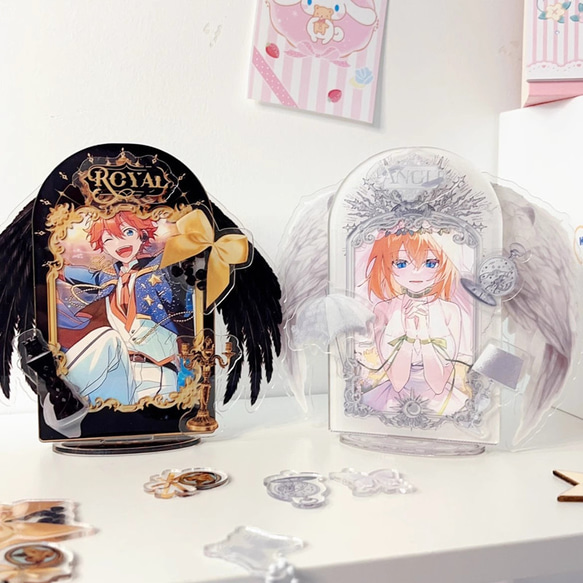 送料無料 天使と悪魔立て札写真立て アクリルフォトフレーム アクリル
