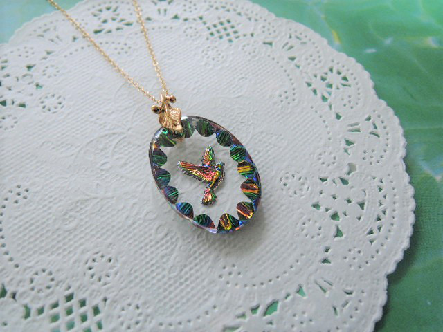 （408）稀少☆ヴィンテージガラス/ドイツ製インタリオペンダントSV925製デザインリーフバチカン。・。・(^^♪