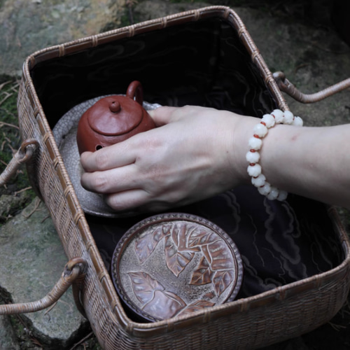 職人手作り 竹編みバッグ 古風 茶道具収納 収納ケース バスケット かご