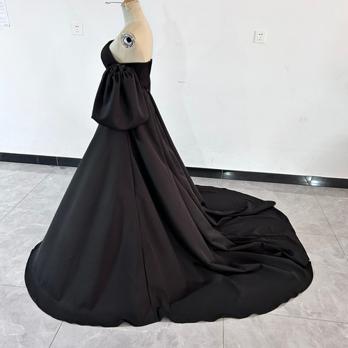 人気上昇 オフショル 黑 パーティードレス 二次会 前撮り 挙式  