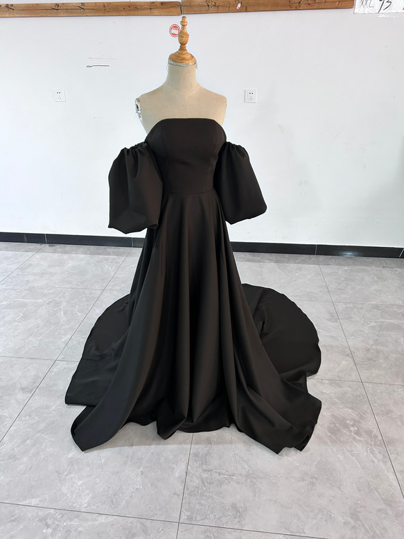 人気上昇 オフショル 黑 パーティードレス 二次会 前撮り 挙式  