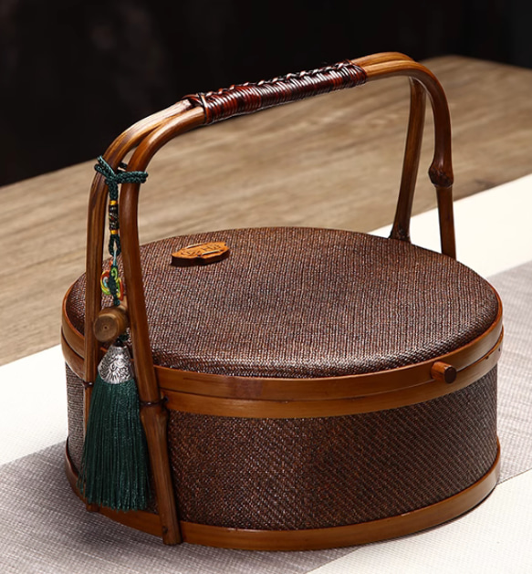 提籃籠 竹編細工籠 工芸品 竹工芸 茶道具籠 竹製 茶器 収納箱