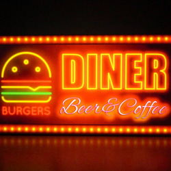 【Lサイズ】ダイナー カフェ バー ハンバーガー ファーストフード ランプ 看板 置物 アメリカン雑貨 ライトBOX 2枚目の画像