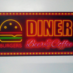 【Lサイズ】ダイナー カフェ バー ハンバーガー ファーストフード ランプ 看板 置物 アメリカン雑貨 ライトBOX 5枚目の画像