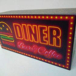 【Lサイズ】ダイナー カフェ バー ハンバーガー ファーストフード ランプ 看板 置物 アメリカン雑貨 ライトBOX 4枚目の画像