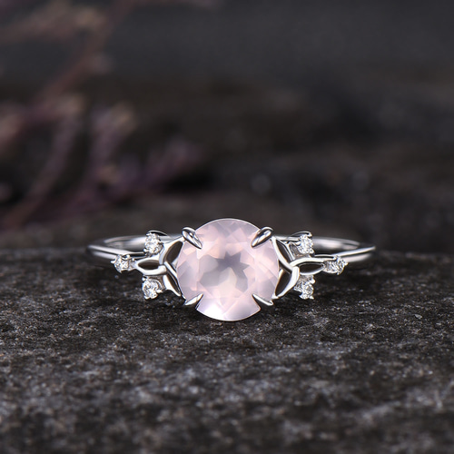 ホワイトゴールド　ローズクォーツ　指輪　リング　宝石　昭和レトロ AGAR9705__RQ ローズクォーツ リング｜リング・指輪｜クリスマス