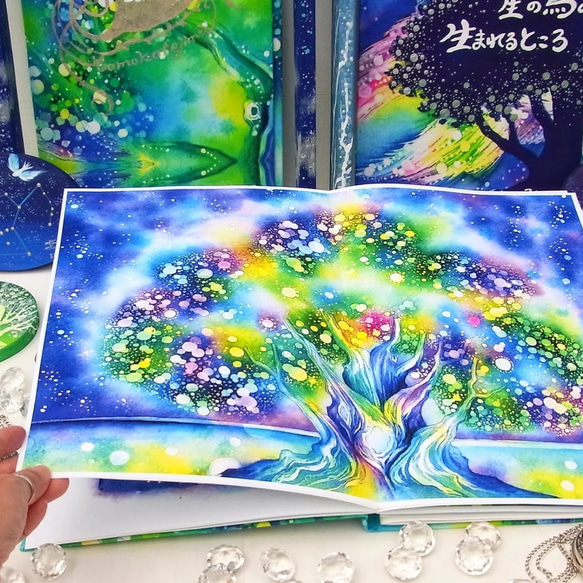 【残り１】シフォン水彩ストール～星の生まれる木～ 18枚目の画像