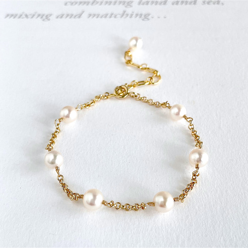 Akoya pearl アコヤパールのステーションブレスレット(7粒