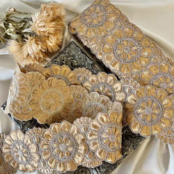 30cm  インド刺繍リボン  チュール  花柄 5枚目の画像