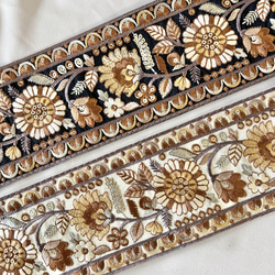 50cm  インド刺繍リボン  シルク  花柄 2枚目の画像