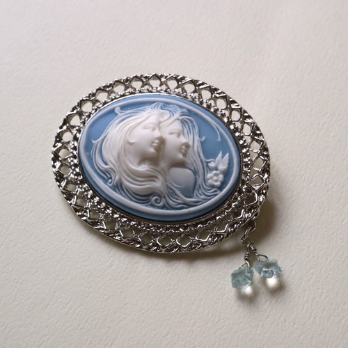 カメオのブローチ 二人の少女＊繊細 エレガント かわいい 上品 優雅