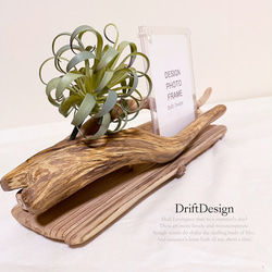〜Drift Design〜　味わい流木と造花のお洒落なデザインフォトスタンド　アジアン　エスニック　写真立て 2枚目の画像
