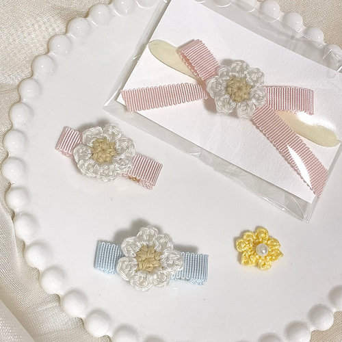 ベビー♡ヘアクリップ マーガレット2つセット 雑貨・その他