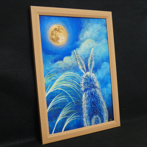 油絵 絵画 【お月見うさぎ】 絵画 HR 通販 16409908｜Creema