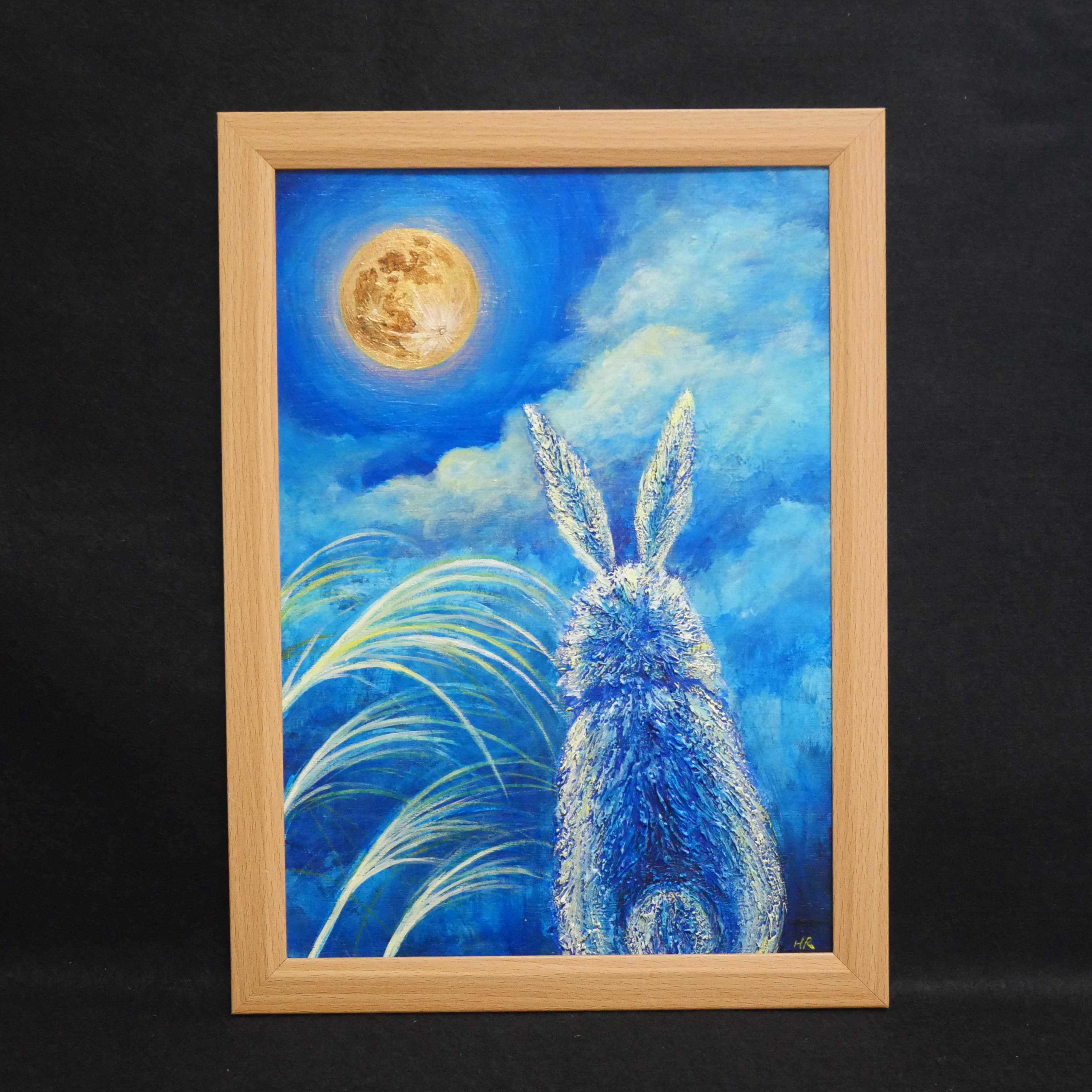 絵画　月 油絵 絵画 【お月見うさぎ】 絵画 HR 通販 16409908｜Creema