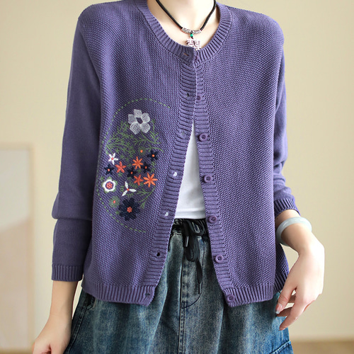 11色 刺繡 ニット カーディガン ニットカーディガン レディース